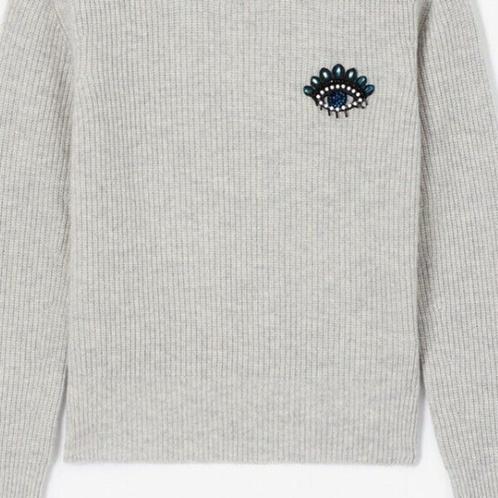 Yoox Tenax made in Italy long sleeve top sweatshirt evil eye 42 pearl neck